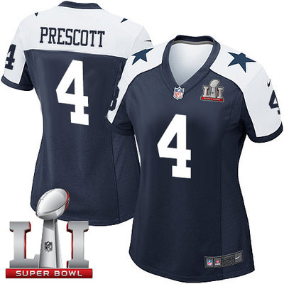 Nike Cowboys #4 Dak Prescott Navy Blue Thanksgiving Throwback Women's Stitched NFL Super Bowl LI 51 Elite Jersey Nike Cowboys #4 Dak Prescott Navy Blue Thanksgiving Throwback Women's Stitched NFL Super Bowl LI 51 Elite Jersey