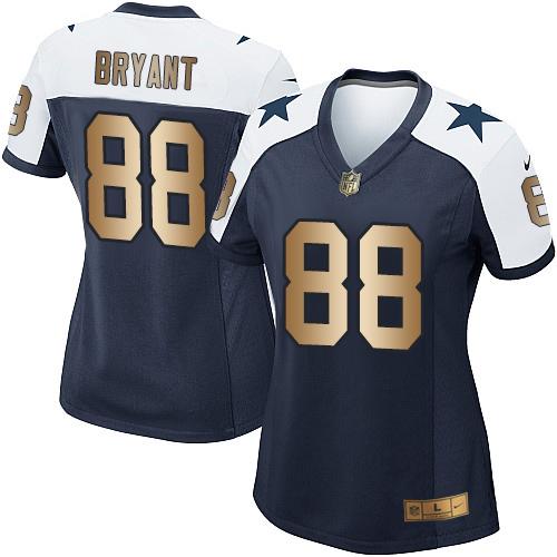 Nike Cowboys #88 Dez Bryant Navy Blue Thanksgiving Throwback Women's Stitched NFL Elite Gold Jersey Nike Cowboys #88 Dez Bryant Navy Blue Thanksgiving Throwback Women's Stitched NFL Elite Gold Jersey