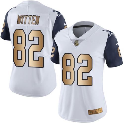 Nike Cowboys #82 Jason Witten White Women's Stitched NFL Limited Gold Rush Jersey Nike Cowboys #82 Jason Witten White Women's Stitched NFL Limited Gold Rush Jersey