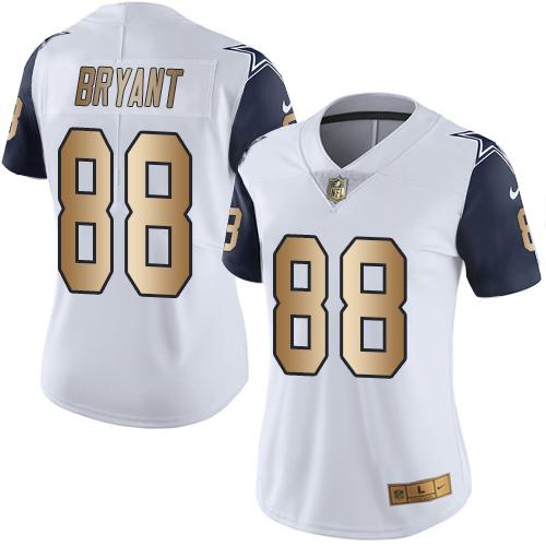 Nike Cowboys #88 Dez Bryant White Women's Stitched NFL Limited Gold Rush Jersey Nike Cowboys #88 Dez Bryant White Women's Stitched NFL Limited Gold Rush Jersey