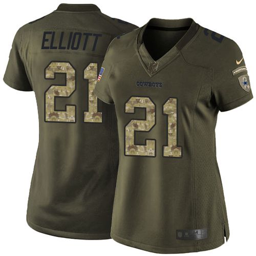 Nike Cowboys #21 Ezekiel Elliott Green Women's Stitched NFL Limited Salute to Service Jersey Nike Cowboys #21 Ezekiel Elliott Green Women's Stitched NFL Limited Salute to Service Jersey
