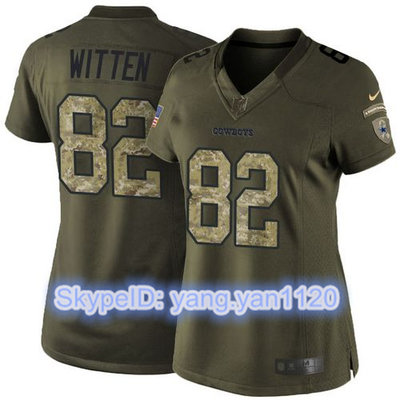 Nike Cowboys #82 Jason Witten Green Women's Stitched NFL Limited Salute to Service Jersey Nike Cowboys #82 Jason Witten Green Women's Stitched NFL Limited Salute to Service Jersey