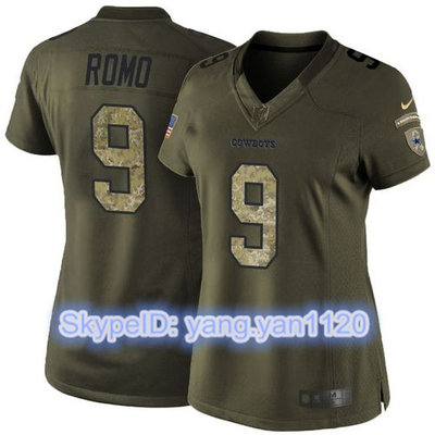 Nike Cowboys #9 Tony Romo Green Women's Stitched NFL Limited Salute to Service Jersey Nike Cowboys #9 Tony Romo Green Women's Stitched NFL Limited Salute to Service Jersey