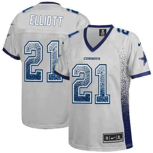 Nike Cowboys #21 Ezekiel Elliott Grey Women's Stitched NFL Elite Drift Fashion Jersey Nike Cowboys #21 Ezekiel Elliott Grey Women's Stitched NFL Elite Drift Fashion Jersey