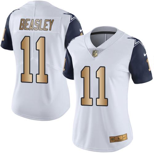 Nike Cowboys #11 Cole Beasley White Women's Stitched NFL Limited Gold Rush Jersey Nike Cowboys #11 Cole Beasley White Women's Stitched NFL Limited Gold Rush Jersey