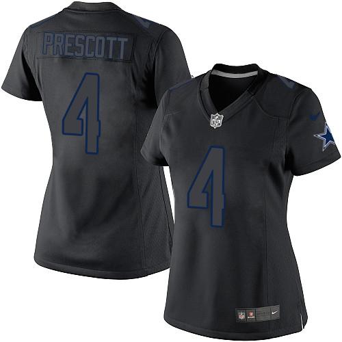 Nike Cowboys #4 Dak Prescott Black Impact Women's Stitched NFL Limited Jersey Nike Cowboys #4 Dak Prescott Black Impact Women's Stitched NFL Limited Jersey