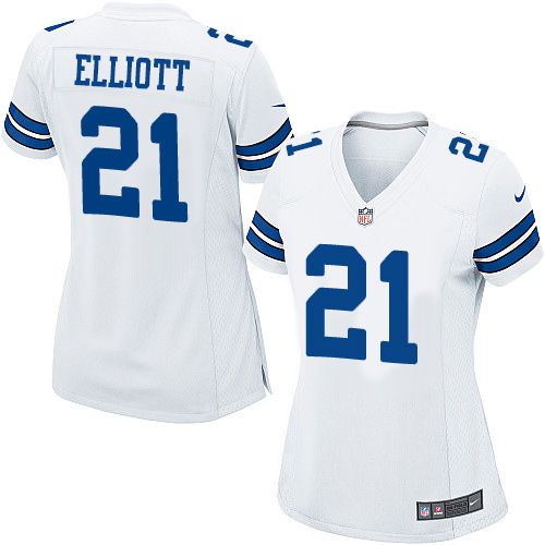 Nike Cowboys #21 Ezekiel Elliott White Women's Stitched NFL Elite Jersey Nike Cowboys #21 Ezekiel Elliott White Women's Stitched NFL Elite Jersey