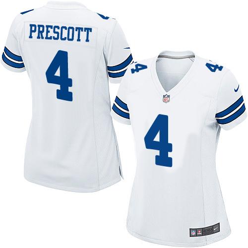 Nike Cowboys #4 Dak Prescott White Women's Stitched NFL Elite Jersey Nike Cowboys #4 Dak Prescott White Women's Stitched NFL Elite Jersey