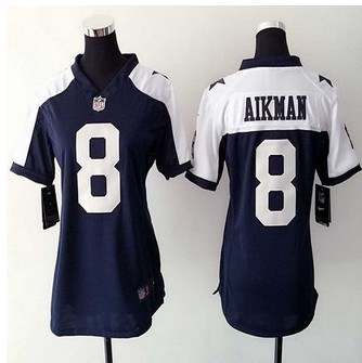 Women's New Cowboys #8 Troy Aikman Navy Blue Thanksgiving Throwback NFL Elite Jersey Women's New Cowboys #8 Troy Aikman Navy Blue Thanksgiving Throwback NFL Elite Jersey