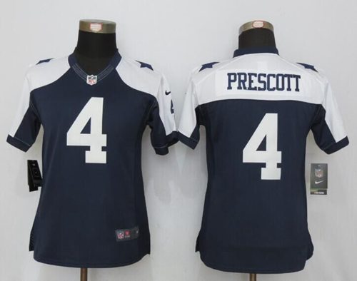 Nike Cowboys #4 Dak Prescott Navy Blue Thanksgiving Throwback Women's Stitched NFL Limited Jersey Nike Cowboys #4 Dak Prescott Navy Blue Thanksgiving Throwback Women's Stitched NFL Limited Jersey