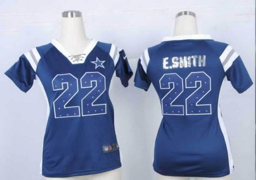 NEW Women Jerseys Dallas Cowboys 22 e.smith Blue(fashion Rhinestone sequins) NEW Women Jerseys Dallas Cowboys 22 e.smith Blue(fashion Rhinestone sequins)