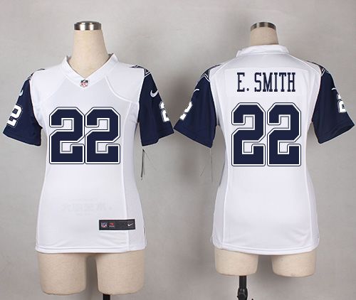 Nike Cowboys #22 Emmitt Smith White Women's Stitched NFL Elite Rush Jersey