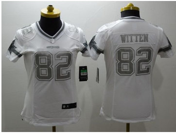 Women Nike Cowboys #82 Jason Witten White Stitched NFL Limited Platinum Jersey Women Nike Cowboys #82 Jason Witten White Stitched NFL Limited Platinum Jersey