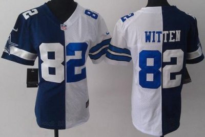 Women NEW Dallas Cowboys 82 Jason Witten Blue White Split NFL Jerseys Women NEW Dallas Cowboys 82 Jason Witten Blue White Split NFL Jerseys