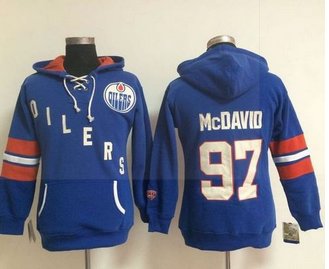 Women Edmonton Oilers #97 Connor McDavid Light Blue Old Time Heidi NHL Hoodie Women Edmonton Oilers #97 Connor McDavid Light Blue Old Time Heidi NHL Hoodie