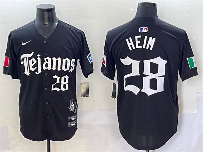 Men's Texas Rangers #28 Jonah Heim Black Gothic Mexico 2025 Vapor Premier Limited Stitched Baseball Jersey Men's Texas Rangers #28 Jonah Heim Black Gothic Mexico 2025 Vapor Premier Limited Stitched Baseball Jersey