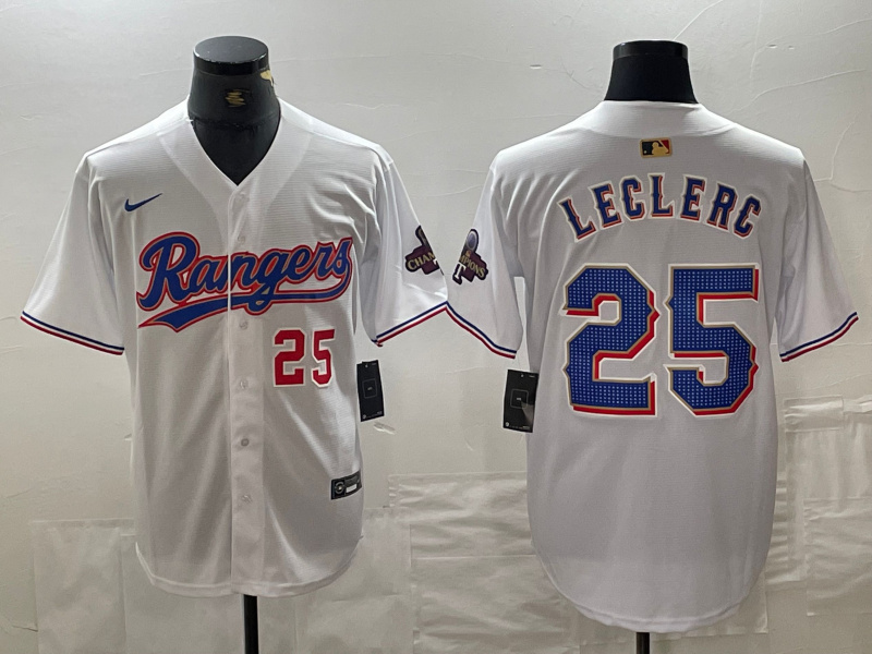 Men's Texas Rangers #25 Jose Leclerc White Gold Cool Base Stitched Baseball Jersey Men's Texas Rangers #25 Jose Leclerc White Gold Cool Base Stitched Baseball Jersey
