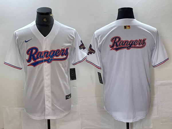 Men's Texas Rangers Team Big Logo White 2024 Gold Collection Cool Base Stitched Baseball Jersey 4 Men's Texas Rangers Team Big Logo White 2024 Gold Collection Cool Base Stitched Baseball Jersey 4