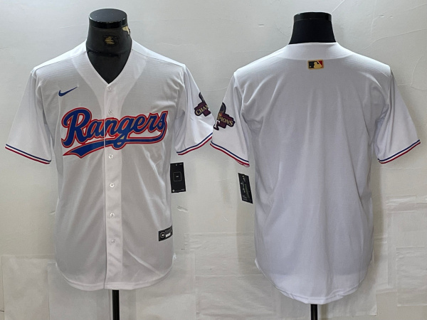 Men's Texas Rangers Blank White 2024 Gold Collection Cool Base Stitched Baseball Jersey Men's Texas Rangers Blank White 2024 Gold Collection Cool Base Stitched Baseball Jersey