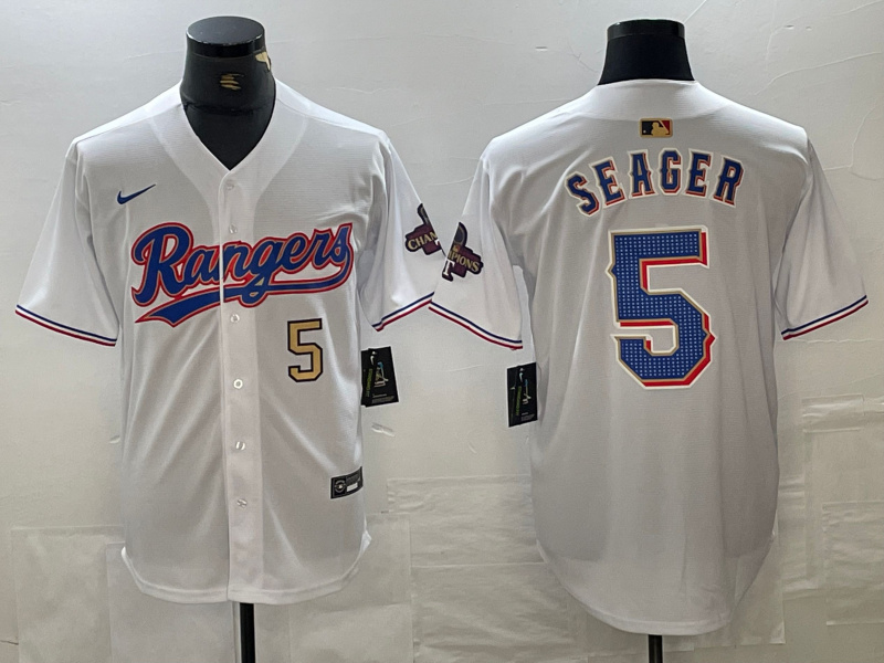 Men's Texas Rangers #5 Corey Seager Number White 2023 World Series Champions Cool Base Jerseys Men's Texas Rangers #5 Corey Seager Number White 2023 World Series Champions Cool Base Jerseys