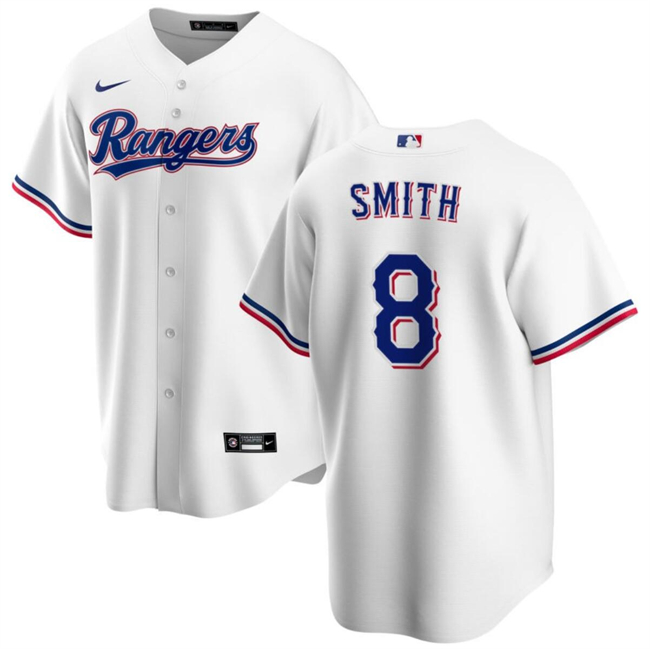 Men's Texas Rangers #8 Josh H. Smith White Cool Base Stitched Baseball Jersey Men's Texas Rangers #8 Josh H. Smith White Cool Base Stitched Baseball Jersey