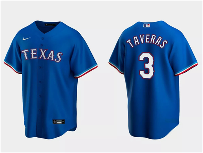 Men's Texas Rangers #3 Leody Taveras Royal Cool Base Stitched Baseball Jersey Men's Texas Rangers #3 Leody Taveras Royal Cool Base Stitched Baseball Jersey