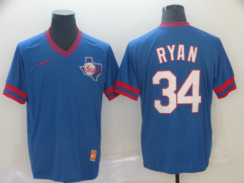 Rangers 34 Nolan Ryan Royal Throwback Jersey Rangers 34 Nolan Ryan Royal Throwback Jersey