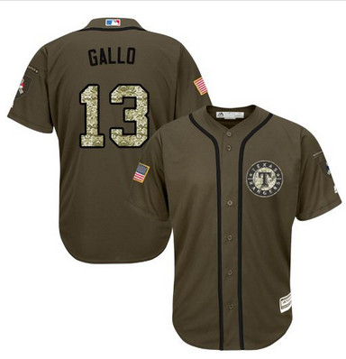 Rangers #13 Joey Gallo Green Salute to Service Stitched MLB Jersey Rangers #13 Joey Gallo Green Salute to Service Stitched MLB Jersey