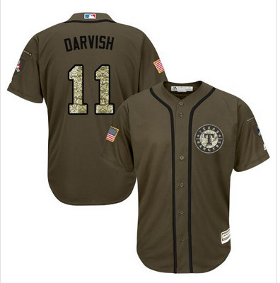 Rangers #11 Yu Darvish Green Salute to Service Stitched MLB Jersey Rangers #11 Yu Darvish Green Salute to Service Stitched MLB Jersey