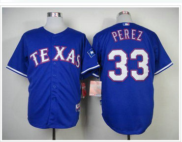 Texas Rangers #33 Martin Perez Blue Cool Base Baseball Jersey Texas Rangers #33 Martin Perez Blue Cool Base Baseball Jersey
