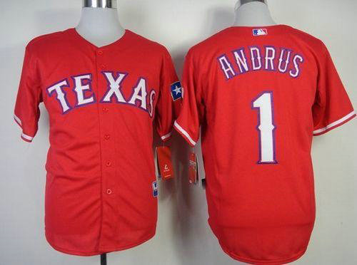 Texas Rangers #1 Elvis Andrus Red Baseball Jersey Texas Rangers #1 Elvis Andrus Red Baseball Jersey