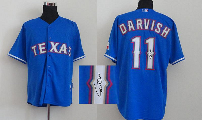 mlb texas rangers #11 darvish blue Signed Jersey mlb texas rangers #11 darvish blue Signed Jersey