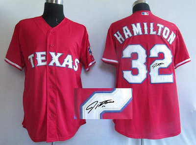 Texas Rangers #32 Josh Hamilton red MLB Jerseys(Signed) Texas Rangers #32 Josh Hamilton red MLB Jerseys(Signed)