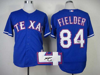 Texas Rangers #84 fielder blue MLB Jerseys(Signed) Texas Rangers #84 fielder blue MLB Jerseys(Signed)