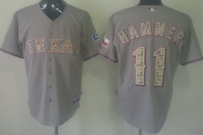 Texas Rangers 11 Hammer Grey Cool Base MLB Jersey Camo Number Texas Rangers 11 Hammer Grey Cool Base MLB Jersey Camo Number