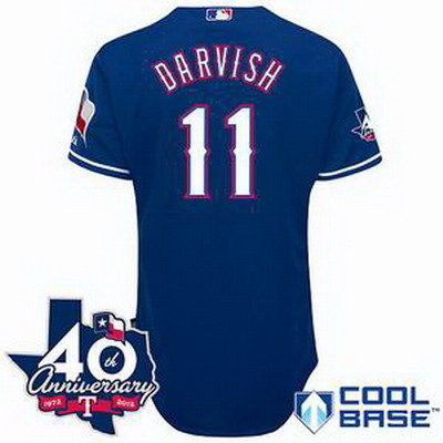 Texas Rangers # 11 Yu Darvish Blue w 40th Anniversary Patch Texas Rangers # 11 Yu Darvish Blue w 40th Anniversary Patch