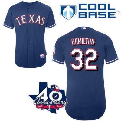 Texas Rangers #32 Josh Hamilton Blue w 40th Anniversary Patch Texas Rangers #32 Josh Hamilton Blue w 40th Anniversary Patch