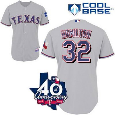 Texas Rangers #32 Josh Hamilton grey w 40th Anniversary Patch Texas Rangers #32 Josh Hamilton grey w 40th Anniversary Patch