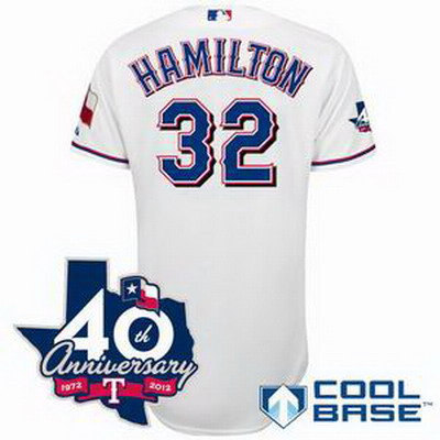 Texas Rangers #32 Josh Hamilton white w 40th Anniversary Patch Texas Rangers #32 Josh Hamilton white w 40th Anniversary Patch