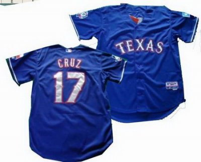Texas Rangers 17# Nelson Cruz blue Cool Base 40th patch Jersey Texas Rangers 17# Nelson Cruz blue Cool Base 40th patch Jersey