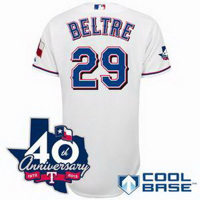 Texas Rangers 29# Adrian Beltre white w 40th Anniversary Patch Texas Rangers 29# Adrian Beltre white w 40th Anniversary Patch