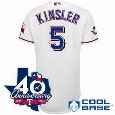Texas Rangers 5# Ian Kinsler white Cool Base Jersey w 40th Anniversary Patch Texas Rangers 5# Ian Kinsler white Cool Base Jersey w 40th Anniversary Patch