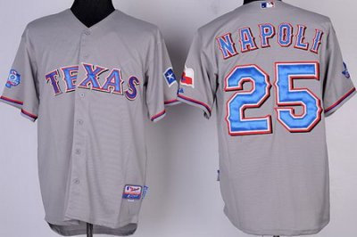 Texas Rangers 25 Napoli Grey Cool Base Jersey w 40th Anniversary Patch Texas Rangers 25 Napoli Grey Cool Base Jersey w 40th Anniversary Patch