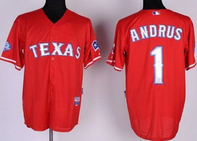 Texas Rangers 1# Elvis Andrus Red Cool Base Jersey w 40th Anniversary Patch Texas Rangers 1# Elvis Andrus Red Cool Base Jersey w 40th Anniversary Patch