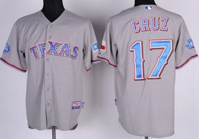 Texas Rangers 17# Nelson Cruz Grey Cool Base Jersey w 40th Anniversary Patch Texas Rangers 17# Nelson Cruz Grey Cool Base Jersey w 40th Anniversary Patch