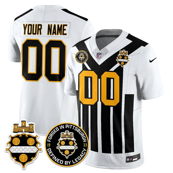 Men's Pittsburgh Steelers Active Player Custom White F.U.S.E. 1933 Throwback Limited Stitched Football Jersey Men's Pittsburgh Steelers Active Player Custom White F.U.S.E. 1933 Throwback Limited Stitched Football Jersey
