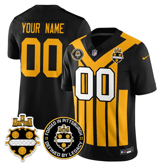 Men's Pittsburgh Steelers Active Player Custom Black F.U.S.E. 1933 Throwback Limited Stitched Football Jersey Men's Pittsburgh Steelers Active Player Custom Black F.U.S.E. 1933 Throwback Limited Stitched Football Jersey