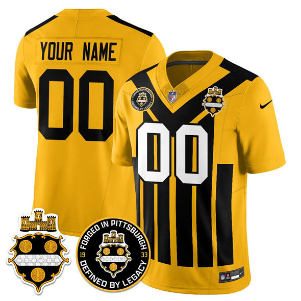 Men's Pittsburgh Steelers Active Player Custom Gold F.U.S.E. 1933 Throwback Limited Stitched Football Jersey Men's Pittsburgh Steelers Active Player Custom Gold F.U.S.E. 1933 Throwback Limited Stitched Football Jersey