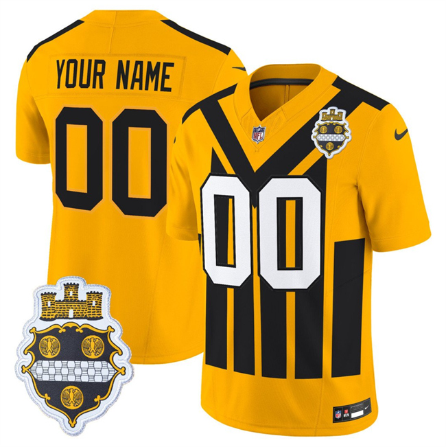 Men's Pittsburgh Steelers Active Player Custom Gold 1933 F.U.S.E. Throwback Alternate Football Stitched Football Jersey Men's Pittsburgh Steelers Active Player Custom Gold 1933 F.U.S.E. Throwback Alternate Football Stitched Football Jersey