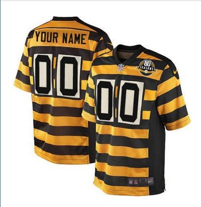 Men's Nike Pittsburgh Steelers Customized Elite YellowBlack Alternate 80TH Anniversary Throwback NFL Jersey Men's Nike Pittsburgh Steelers Customized Elite YellowBlack Alternate 80TH Anniversary Throwback NFL Jersey